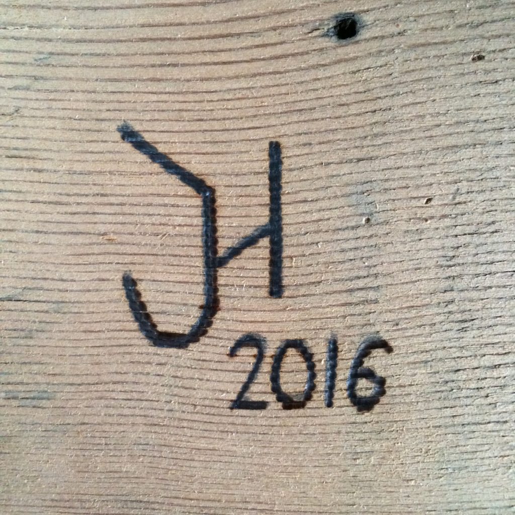 Henningsen Woodshop brand, along with the year (2016)