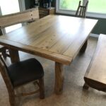 Dining room set with table, 2 chairs, and 2 benches